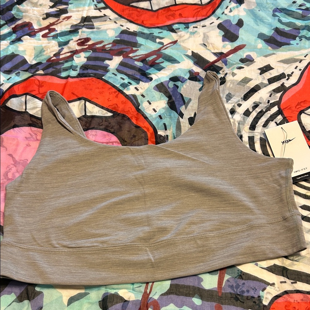 Nike Yoga Dri -Fit Tight Fit Plus Gray Sports Bra